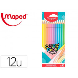 LAPICES DE COLORES MAPED COLOR PEPS CAJA DE 12 COLORES PASTEL SURTIDOS