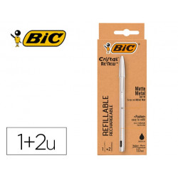 BOLIGRAFO BIC CRISTAL RENEW TINTA NEGRA PACK DE 1 UNIDAD + 2 RECAMBIOS