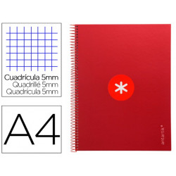 CUADERNO ESPIRAL A4 MICRO ANTARTIK TAPA FORRADA 80H 90 GR CUADRO 5MM 1 BANDA 4 TALADROS FRAMBUESA