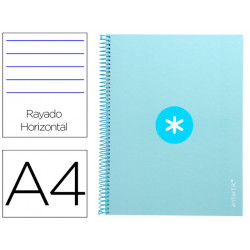 CUADERNO ESPIRAL A4 MICRO ANTARTIK TAPA FORRADA80H 90 GR HORIZONTAL 1 BANDA 4 TALADROS COLOR CELESTE