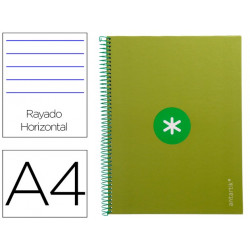 CUADERNO ESPIRAL A4 MICRO ANTARTIK TAPA FORRADA80H 90 GR HORIZONTAL 1 BANDA 4 TALADROS COLOR VERDE