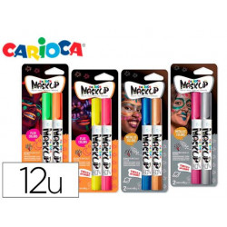 BARRA DE MAQUILLAJE CARIOCA MASK UP NEON / METALLIC EXPOSITOR 12 BLISTER DE 2 BARRAS COLORES SURTIDO