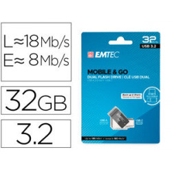 MEMORIA EMTEC USB 3.2 DUAL MOBILE & GO TYPE-C /USB 32 GB