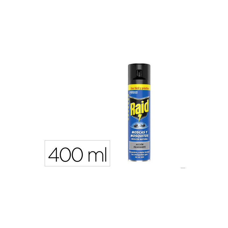 INSECTICIDA RAID SPRAY MOSCAS Y MOSQUITOS FRESCOR NATURAL BOTE DE 400 ML