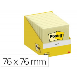 BLOC DE NOTAS ADHESIVAS QUITA Y PON POST-IT 76X76 MM 100 HOJAS AMARILLO CANARIO RETRACTILADO INDIVID