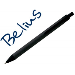 BOLIGRAFO BELIUS POTSDAM NEGRO CUERPO FIBRA CARBON TINTA GEL AZUL EN ESTUCHE