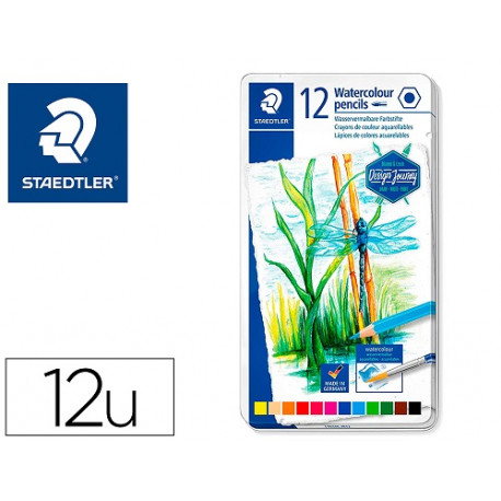 LAPICES DE COLORES STAEDTLER ACUARELABLES CAJA METAL DE 12 UNIDADES COLORES SURTIDOS