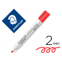 ROTULADOR STAEDTLER LUMOCOLOR 351 PARA PIZARRA BLANCA PUNTA REDONDA 2 MM RECARGABLE COLOR ROJO