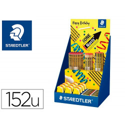 EXPOSITOR SOBREMESA STAEDTLER NORIS 120 DISEÑO FELIZ ANIVERSARIO 152 UNIDADES SURTIDAS 383X382X250 M