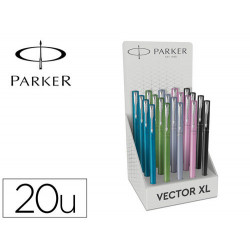 PLUMA PARKER VECTOR XL PLUMIN F EXPOSITOR DE 20 UNIDADES COLORES SURTIDOS