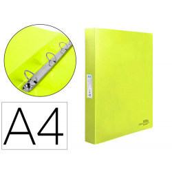 CARPETA LIDERPAPEL 4 ANILLAS MIXTAS 40 MM POLIPROPILENO DIN A4 AMARILLO FLUOR OPACO