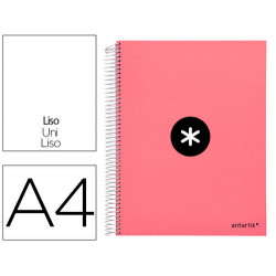 CUADERNO ESPIRAL A4 MICRO ANTARTIK TAPA FORRADA 120H 90 GR LISO 5 BANDAS 4 TALADROS COLOR CORAL