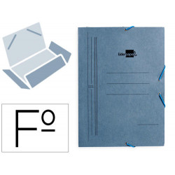 CARPETA LIDERPAPEL GOMAS FOLIO 3 SOLAPAS CARTON PINTADO AZUL 410 G/M2