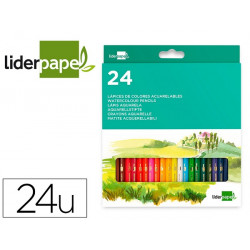 LAPICES DE COLORES ACUARELABLES LIDERPAPEL CAJA DE 24 UNIDADES COLORES SURTIDOS