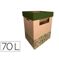 CONTENEDOR PAPELERA RECICLAJE LIDERPAPEL ECOUSE CARTON 100% RECICLADO Y RECICLABLE 70 LITROS 450X350