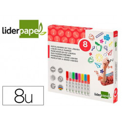 ROTULADOR LIDERPAPEL TIZA LIQUIDA PUNTA REDONDA TRAZO 6 MM CAJA DE 8 UNIDADES COLORES SURTIDOS