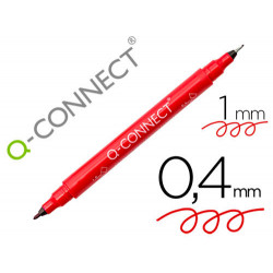 ROTULADOR Q-CONNECT MARCADOR PERMANENTE DOBLE PUNTA COLOR ROJO 0,4 MM Y 1 MM