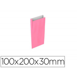 SOBRE PAPEL BASIKA CELULOSA ROSA CON FUELLE XXS 100X200X30 MM PAQUETE DE 25 UNIDADES