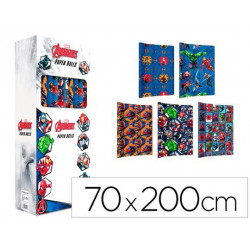 PAPEL DE REGALO BASIKA MARVEL ROLLO ANCHO 70 CM LONGITUD 2 MT DISEÑOS SURTIDOS