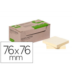 BLOC DE NOTAS ADHESIVAS QUITA Y PON Q-CONNECT 76X76 MM 100% PAPEL RECICLADO AMARILLO EN CAJA DE CART