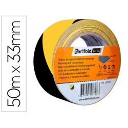 CINTA ADHESIVA TARIFOLD SEGURIDAD PARA MARCAJE Y SEÑALIZACION DE SUELO 33 MT X 50 MM COLOR NEGRO/AMA