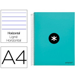 CUADERNO ESPIRAL A4 MICRO ANTARTIK TAPA FORRADA 120H 90 GR HORIZONTAL 5 BANDAS 4 TALADORES COLOR MEN