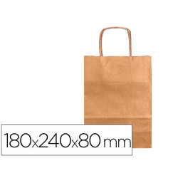 BOLSA PAPEL Q-CONNECT KRAFT NATURAL LISO XS CON ASA RETORCIDA 180X240X80 MM