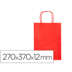 BOLSA PAPEL Q-CONNECT CELULOSA ROJO M CON ASA RETORCIDA 270X370X12 MM