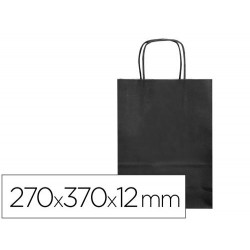 BOLSA PAPEL Q-CONNECT CELULOSA NEGRO M CON ASA RETORCIDA 270X370X12 MM