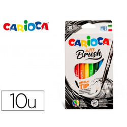 ROTULADOR CARIOCA SUPER BRUSH CAJA DE 10 UNIDADES COLORES SURTIDOS