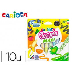 ROTULADOR CARIOCA PERFUMADO PUNTA MAXI LAVABLE CAJA DE 10 UNIDADES COLORES SURTIDOS