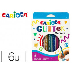 ROTULADOR CARIOCA GLITTER PURPURINA PUNTA 1 MM CAJA DE 6 UNIDADES COLORES SURTIDOS