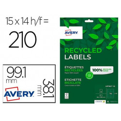 ETIQUETA ADHESIVA AVERY BLANCA PERMANENTE RECICLADA 100% PARA IMPRESORA LASER 99,1X38,1 MM CAJA DE 2