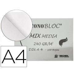 BLOC DIBUJO MULTITECNICAS MICHEL ECONOBLOC MIX MEDIA DIN A4 ENCOLADO 100 HOJAS 240 GR/M2 210X297 MM