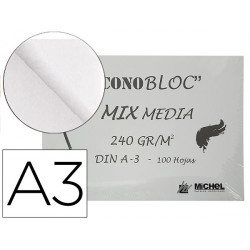 BLOC DIBUJO MULTITECNICAS MICHEL ECONOBLOC MIX MEDIA DIN A3 ENCOLADO 100 HOJAS 240 GR 297X420 MM