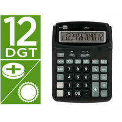 CALCULADORA LIDERPAPEL SOBREMESA XF39 12 DIGITOS SOLAR Y PILAS COLOR NEGRO 190X140X32 MM 40% RECICLA