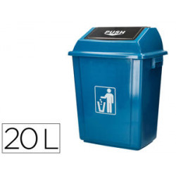 PAPELERA CONTENEDOR Q-CONNECT PLASTICO CON TAPA DE BALANCIN 20 LITROS AZUL 340X240X450 MM