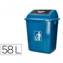 PAPELERA CONTENEDOR Q-CONNECT PLASTICO CON TAPA DE BALANCIN 58 LITROS AZUL 470X330X760 MM