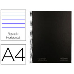 CUADERNO ESPIRAL NAVIGATOR A4 MICRO TAPA FORRADA 120H 80GR HORIZONTAL 5 BANDAS 4 TALADROSNEGRO