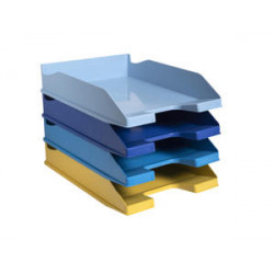 BANDEJA SOBREMESA EXACOMPTA BEE BLUE PLASTICO SET DE 4 UNIDADES COLORES SURTIDOS 346X254X243 MM