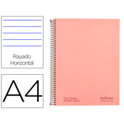 CUADERNO ESPIRAL NAVIGATOR A4 MICRO TAPA FORRADA 120H 80GR HORIZONTAL 5 BANDAS 4 TALADROS COLOR ROJO