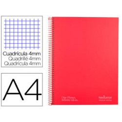 CUADERNO ESPIRAL NAVIGATOR A4 TAPA DURA 80H 80GR CUADRO 4MM CON MARGEN ROJO