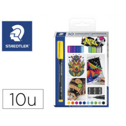 ROTULADOR STAEDTLER LUMOCOLOR RETROPROYECCION PUNTA DE FIBRA PERMANENTE 318 CAJA DE 10 UNIDADES COLO