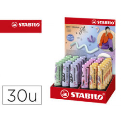 ROTULADOR STABILO BOSS FLUORESCENTE ORIGINAL PASTEL BY JU SCHNEE EXPOSITOR DE 30 UNIDADES COLORES SU