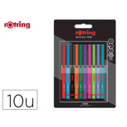 ROTULADOR ROTRING FINELINER PUNTA METALICA 0,4 MM PACK DE 10 COLORES SURTIDOS