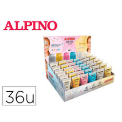 EXPOSITOR ALPINO GEL MAQUILLAJE 24 GLITTTER GEL METALICO + 12 GLITTER GEL