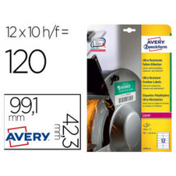 ETIQUETA ADHESIVA AVERY POLITILENO BLANCO PERMANENTE LASER FOTOCOPIADORA 99,1X42,3 MM BLISTER 120 UN