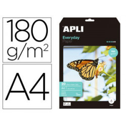 PAPEL FOTOGRAFICO APLI EVERYDAY GLOSSY DIN A4 INK-JET 180 GR PACK DE 20 HOJAS