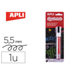 ROTULADOR APLI TIZA LIQUIDA PUNTA REDONDA TRAZO 5,5 MM BLANCO BLISTER DE 1 UNIDAD