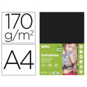 CARTULINA APLI DIN A4 170G/M2 NEGRO PAQUETE DE 50 HOJAS